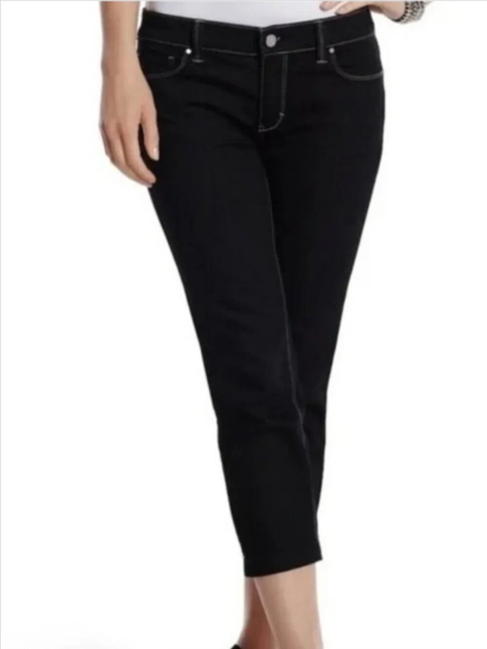 White House Black Market Cropped Blanc Jeans Black Size 6 NWOT